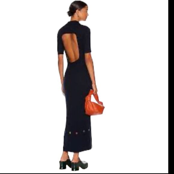 Staud Cecily Open-Back Cable-Knit Midi Dress Women’s Navy Size Small - Picture 12 of 12